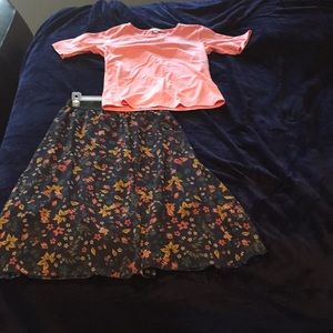 LulaRoe Lola skirt and matching top